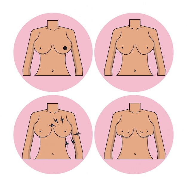 Vettore set di icone di cancro al seno
