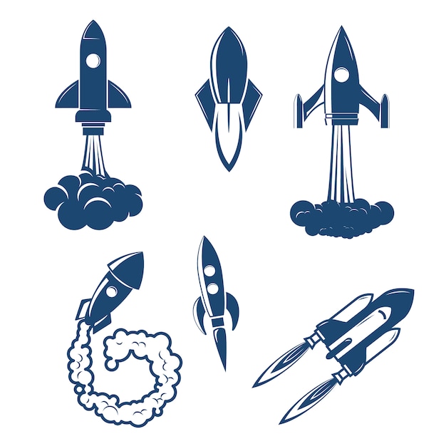 Vector set of the rocket launches
