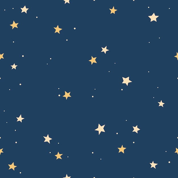 Vector seamless pattern with stars on dark blue background