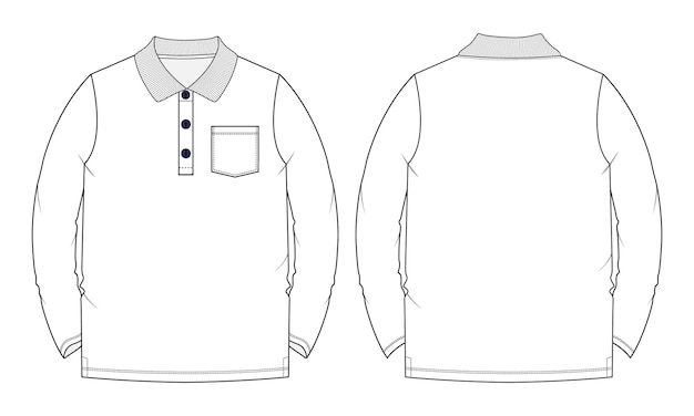 Short sleeve polo shirt technical fashion flat sketch vector illustration template