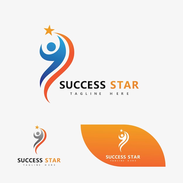 Success star people logo vector image
