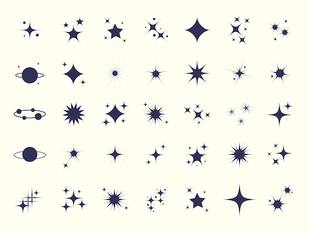 Vector super premium set vector star modern stars. sparkle star icon collection. twinkling stars symbol