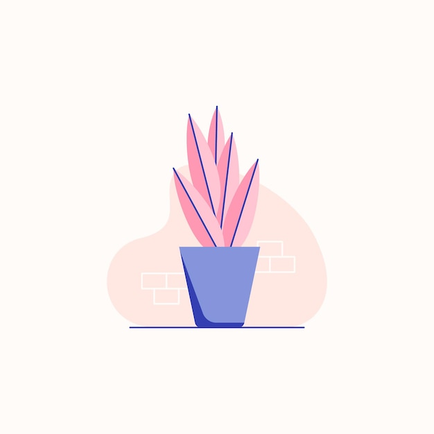 pot plant flat illustration with pastel colors