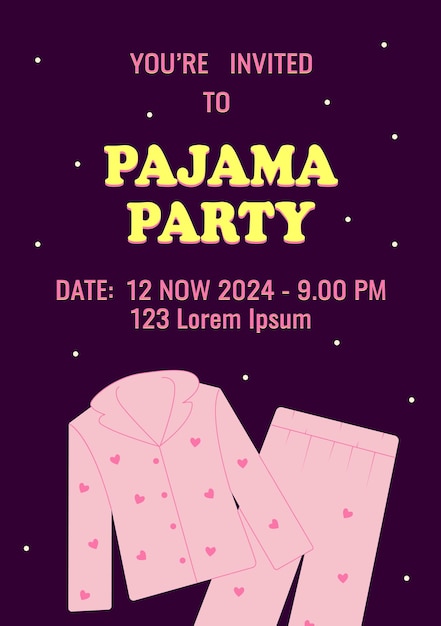 Вектор Плакат с приглашением на вечеринку в пижаме тематическая вечеринка для холостяков или вечеринка на день рождения векторная иллюстрация