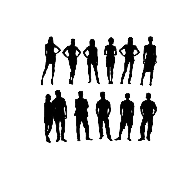 Vector people standing and activity silhouettes kunstvectorontwerp