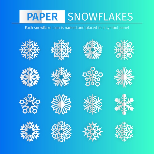 Ppaer Snowflakes Icons Set