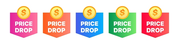 Vettore prezzo drop set vendita logo colorato