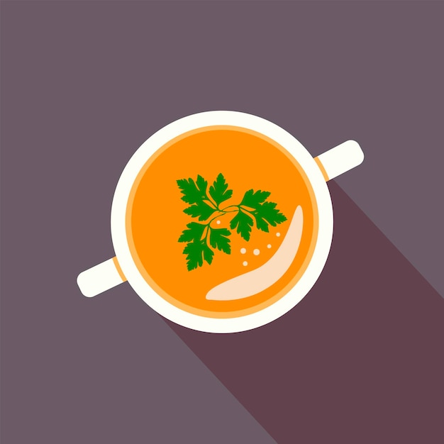 Вектор Тыквенный суп с листьями петрушки украшает векторную плоскую иллюстрацию