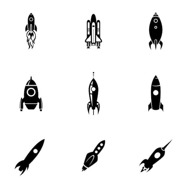 Vector rocket vector set. simple rocket shape illustration, editable elements, can be used in logo design