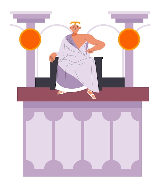 Вектор Правитель римской империи сидит в векторе амфитеатра