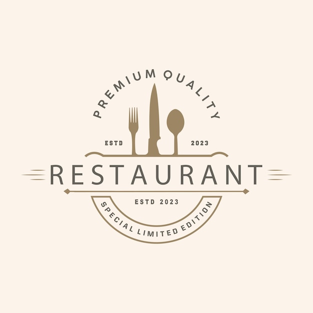 Вектор Логотип ресторана винтаж ретро бизнес-типография дизайн для еды кафе-бар ресторан простая иллюстрация шаблона