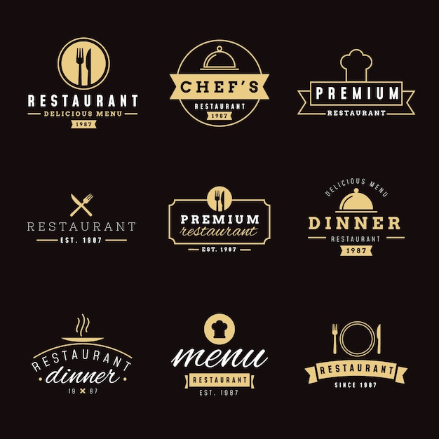 Вектор Ресторан ретро логотип коллекции