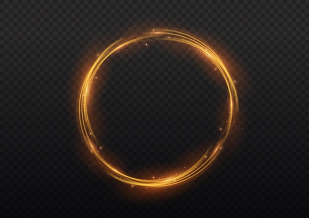 Vector ring of orange flame fiery round frame of silver fire glowing neon swirl shining circle light