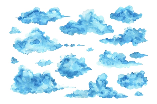 Vector watercolor clouds collection