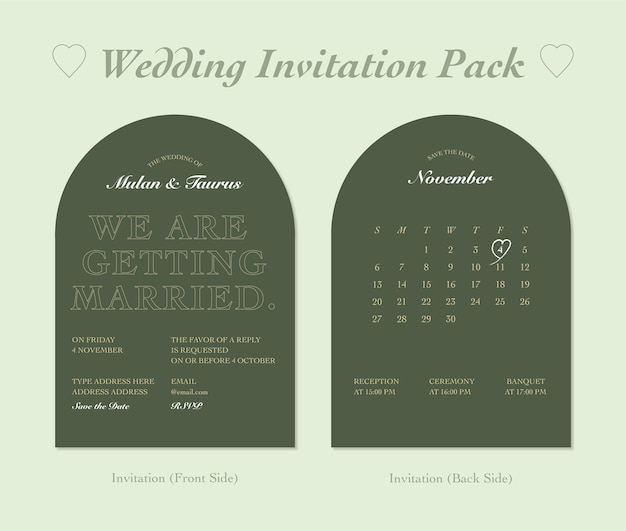 Vector wedding invitation set