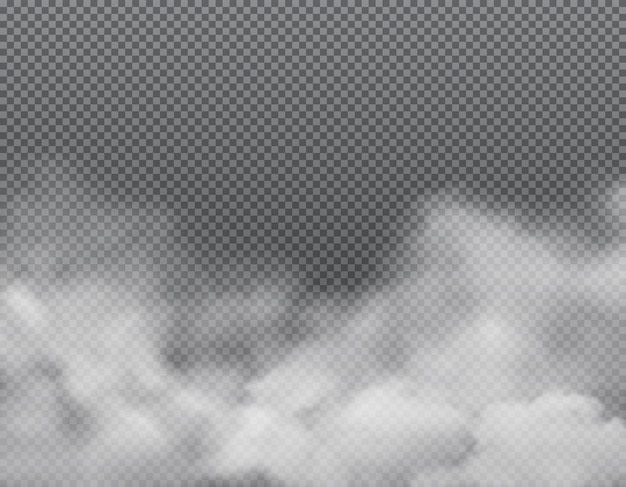 Белый туман или облака на прозрачном фоне