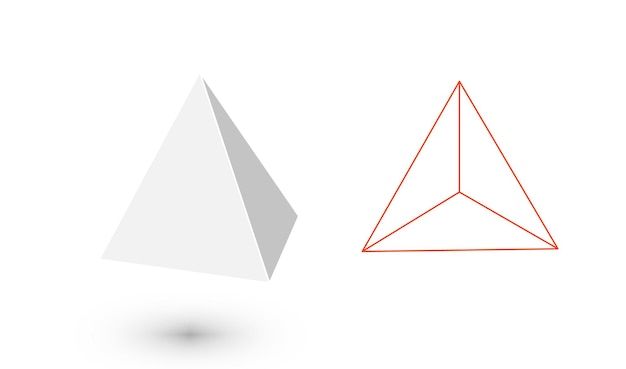 Вектор Тетраэдр - геометрическая фигура хипстерская мода минималистский дизайнплатонические тела тетраэдр плоский дизайн векторные иллюстрации тонкое линейное искусство векторная иллюстрация