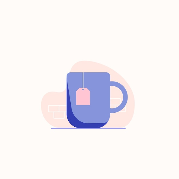 tea cup flat illustration with pastel colors