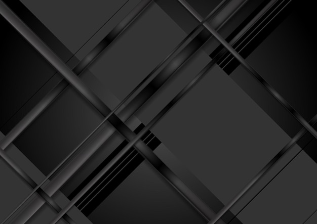 Вектор Технический темный фон с черными металлическими полосами