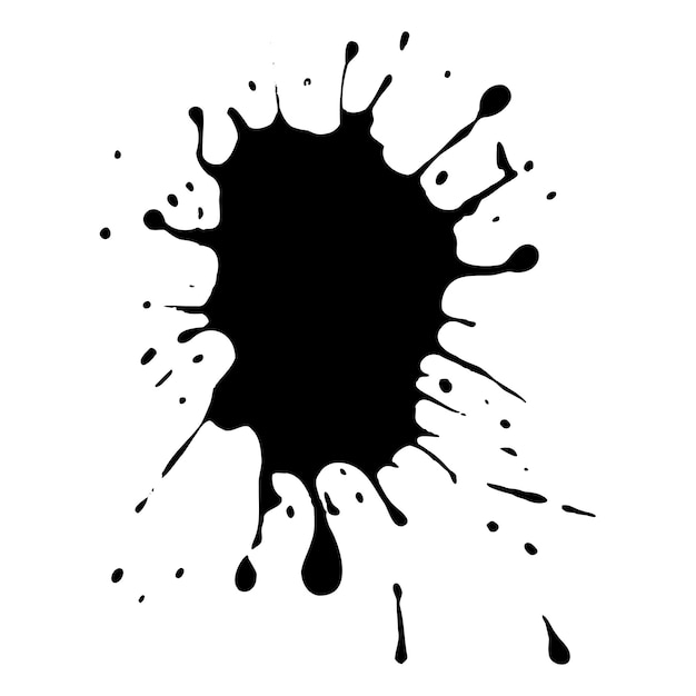 Vector vector black ink drops and paint splashes hand drawn design elements isolated on white background