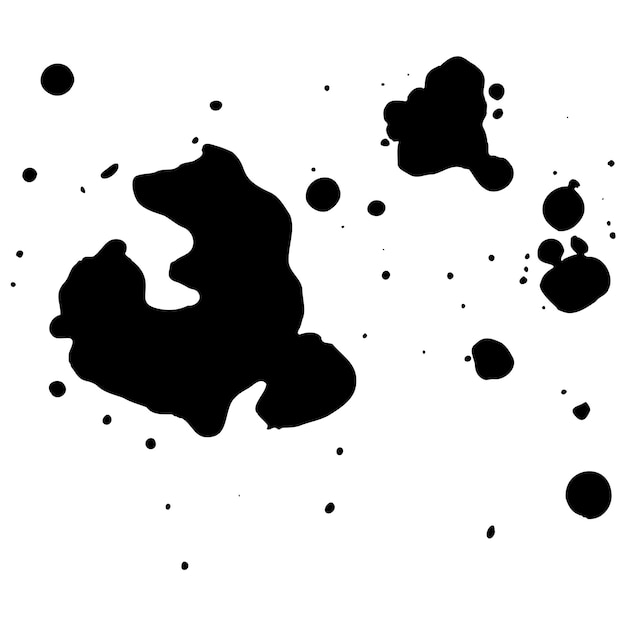 Vector vector black ink drops and paint splashes hand drawn design elements isolated on white background