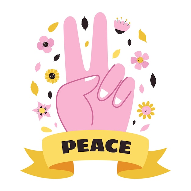 Vector vector drawing of peace hand sign