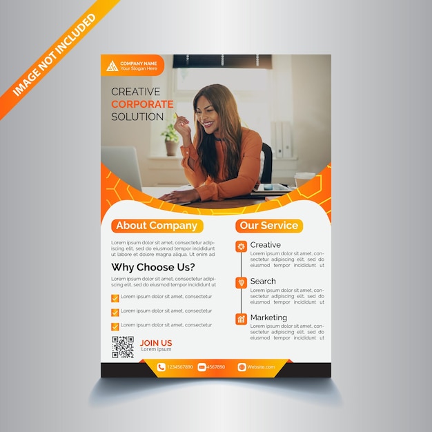 Vector yellow professional brochure flyer design template vector design layout template in a4 size