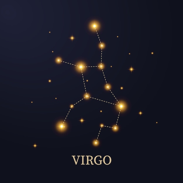 Vector zodiac constellation virgo on a dark background with stars vector illustration