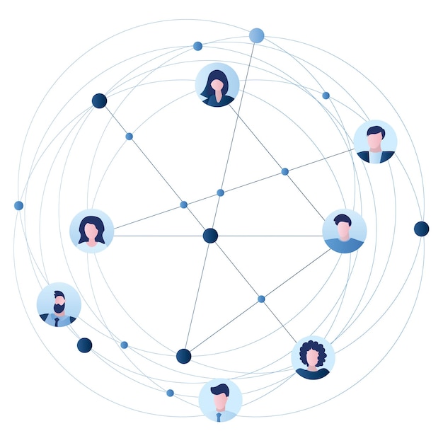 Vector zakenlieden en zakenvrouwen avatars wereldwijde zakelijke verbinding en communicatie groep mensen