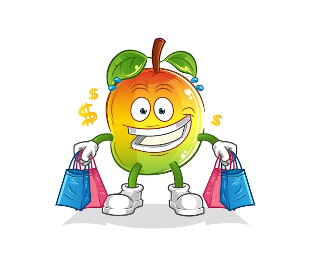 Maskotka zakupy mango. kreskówka wektor