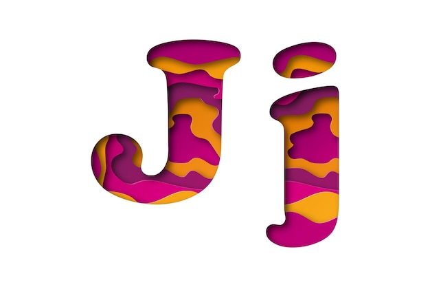 Plik wektorowy nowoczesna sztuka papieru kolorowe litery j. ilustracja wektorowa. litera j jest wycinana z papieru na białym tle.