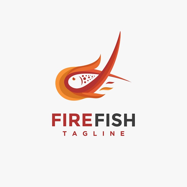 Nowoczesny szablon wektor ikona logo Fire Fish na białym tle