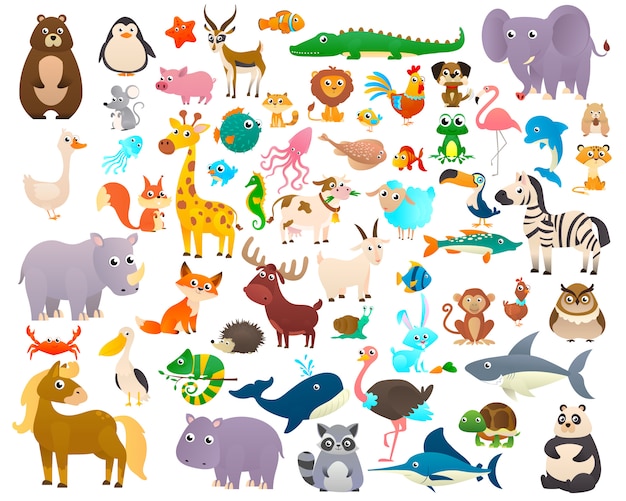 Plik wektorowy duża kolekcja kreskówek zwierząt
