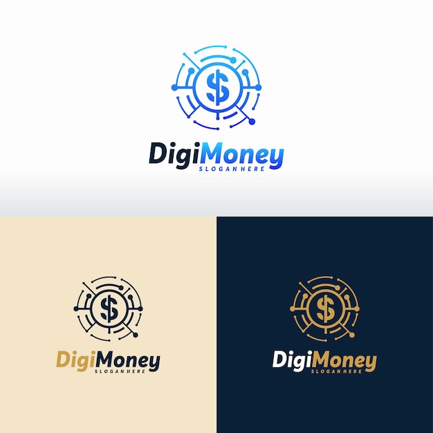Plik wektorowy digital money logo projektuje koncepcja wektor szablon, ikona logo pixel dollar