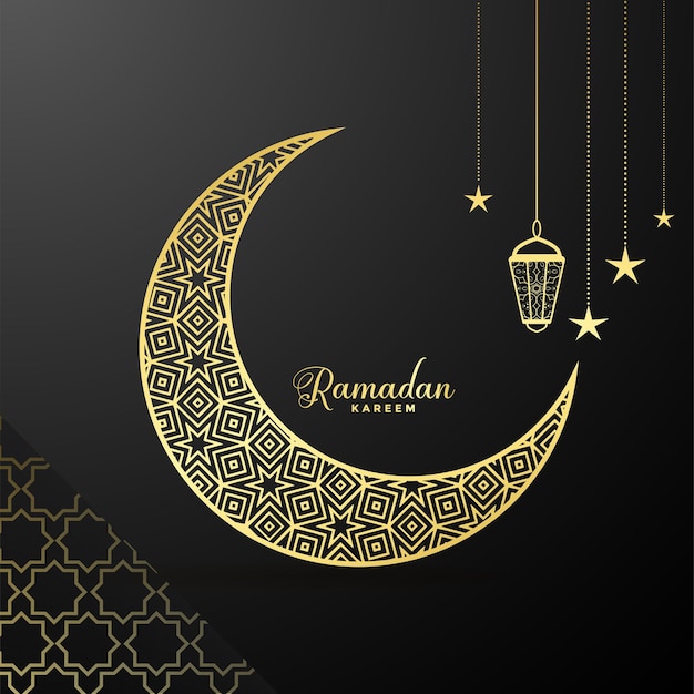 Plik wektorowy eleganckie ramadan kareem ozdobny księżyc i lampiony na powitanie