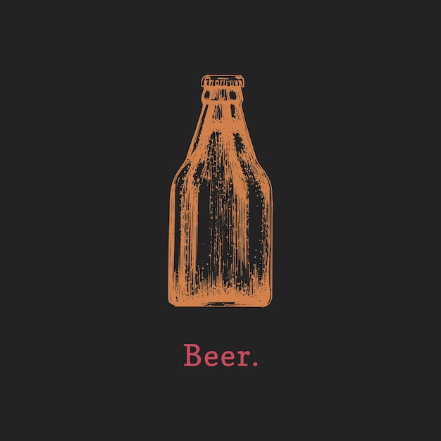 Ilustracja wektorowa butelki piwa ręcznie rysowane szkic napoju alkoholowego dla cafe bar labelrestaurant menu