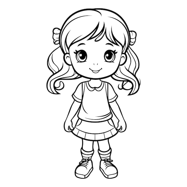 Plik wektorowy kolorystyka małej dziewczynki z kreskówki