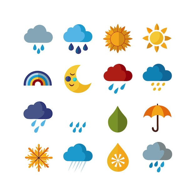 Plik wektorowy kolekcja zestawu ikon pogody dla stron internetowych i aplikacji mobilnych