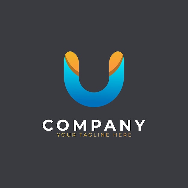 Kreatywna początkowa litera U Logo Design Żółty i niebieski geometryczny kształt strzałki nadający się do użytku w biznesie