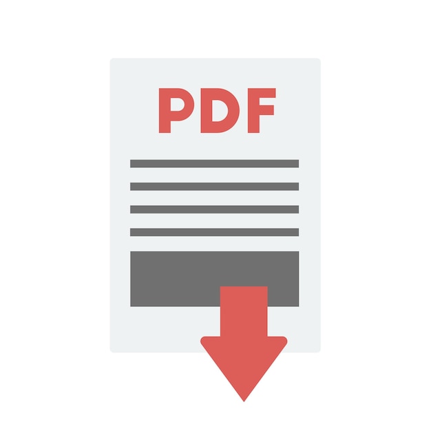 Plik wektorowy pobierz przycisk pliku pdf na białym tle.