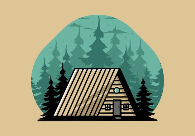 Plik wektorowy projekt ilustracji rocznika drewnianej kabiny
