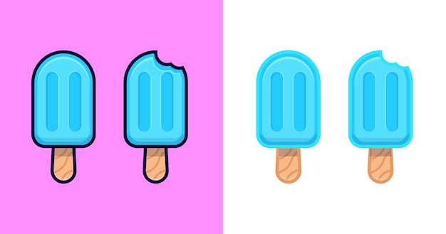 Projekt niebieskich lodów w innym stylu ikona ilustracja kreskówka