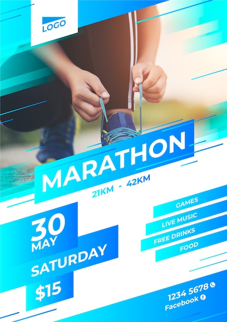Plik wektorowy projekt plakatu sportowego do maratonu