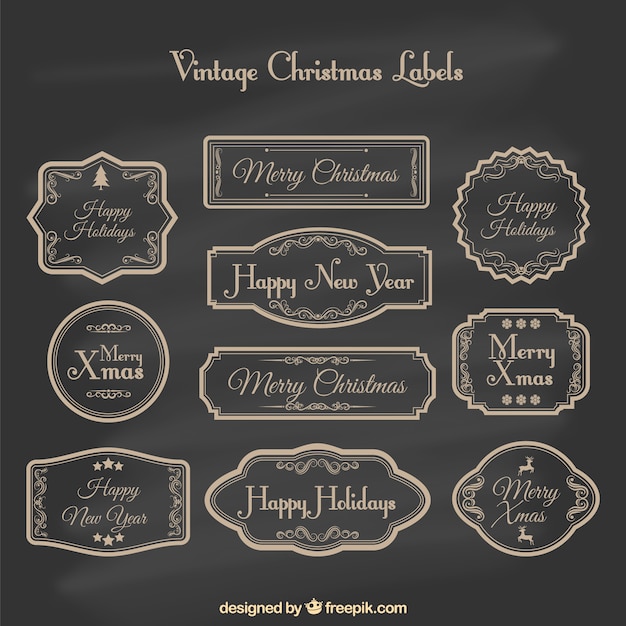 Plik wektorowy ręcznie rysowane vintage christmas etykiety