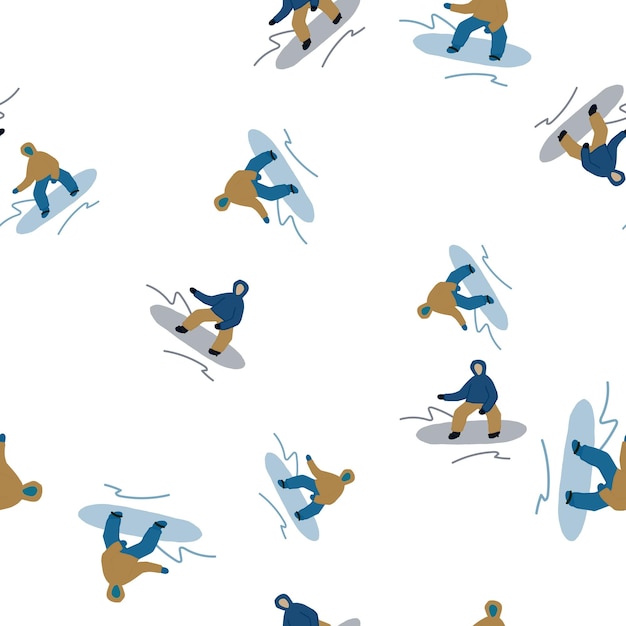 Plik wektorowy snowboarderzy na zboczu sporty zimowe bezszwowy wzór dla projektowania tkanin druk tekstylny papier opakowania okładka ilustracja wektorowa