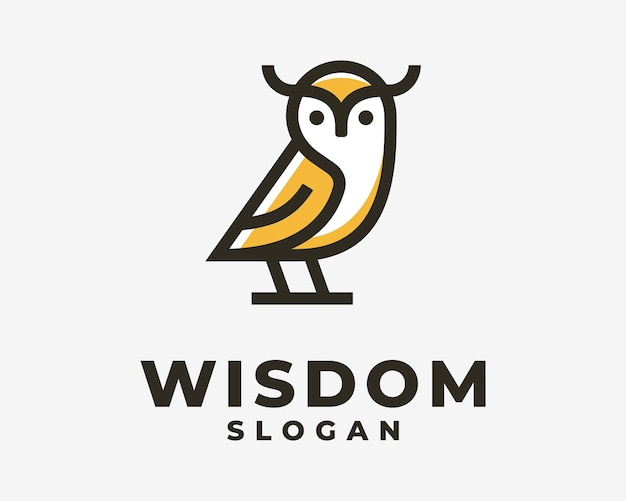Plik wektorowy sowa mądrość ptak nocny zwierząt ładny kreskówka maskotka zabawny nowoczesny wektor logo design