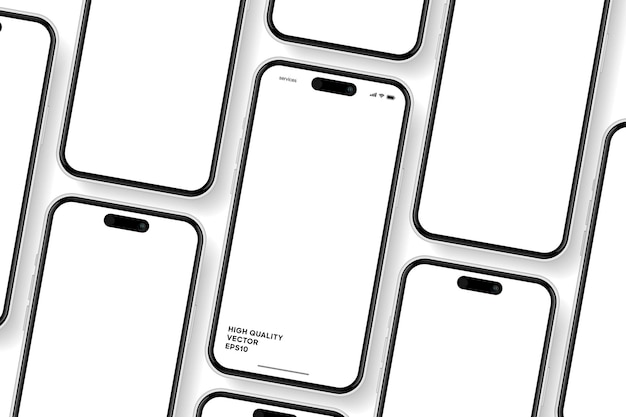 Plik wektorowy wysokiej jakości makietka smartfonu 3d z różnymi kątami i izolowanym tłem do pokazywania aplikacji mobilnej