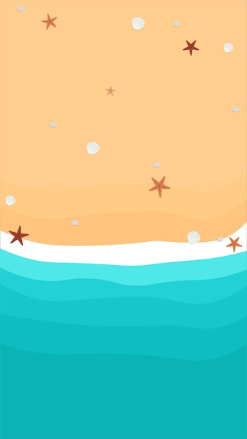 Plik wektorowy widok z góry na piasek z muszlami i rozgwiazdami w płaskiej konstrukcji ikony na ilustracji wektorowych w tle plaży