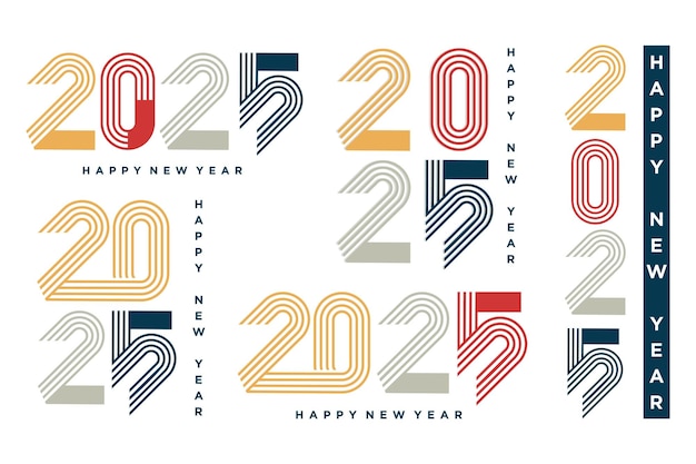 Plik wektorowy wielki zestaw z 2024 szczęśliwego nowego roku logo projektowanie tekstu 2025 szablon projektowania numerów ilustracja wektorowa