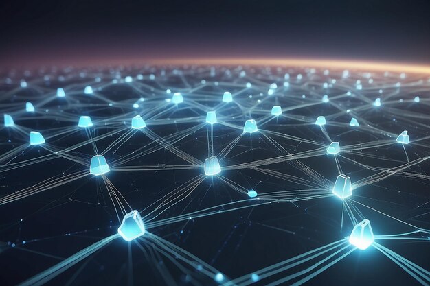 Zdjęcie ilustracja koncepcyjna 3d wydrukowana siatka reprezentująca połączenia internetowe w obliczeniach w chmurze